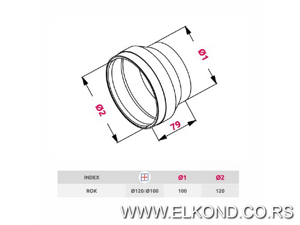 Reducir ventilacioni fi-120/100 AWENTA ROK